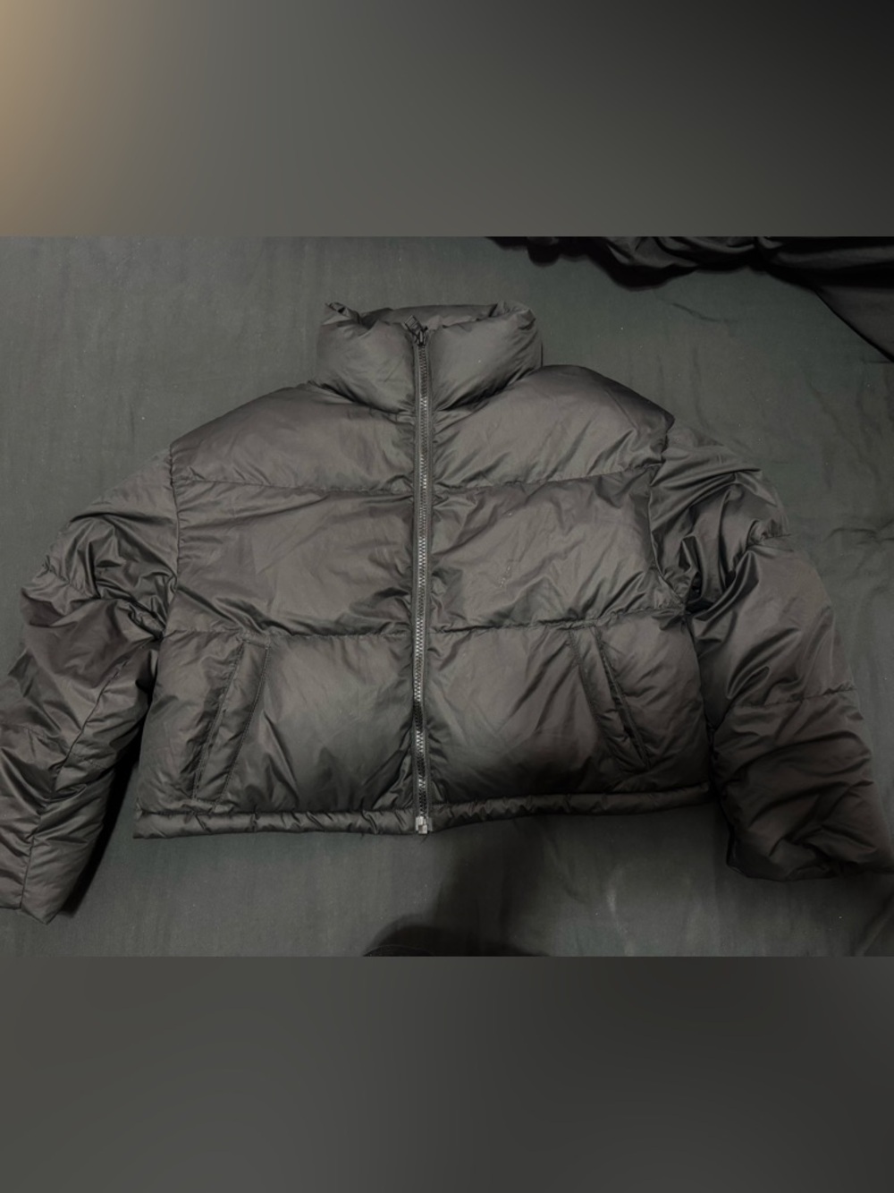 OAK + FORT Crop Black Puffer Jacket